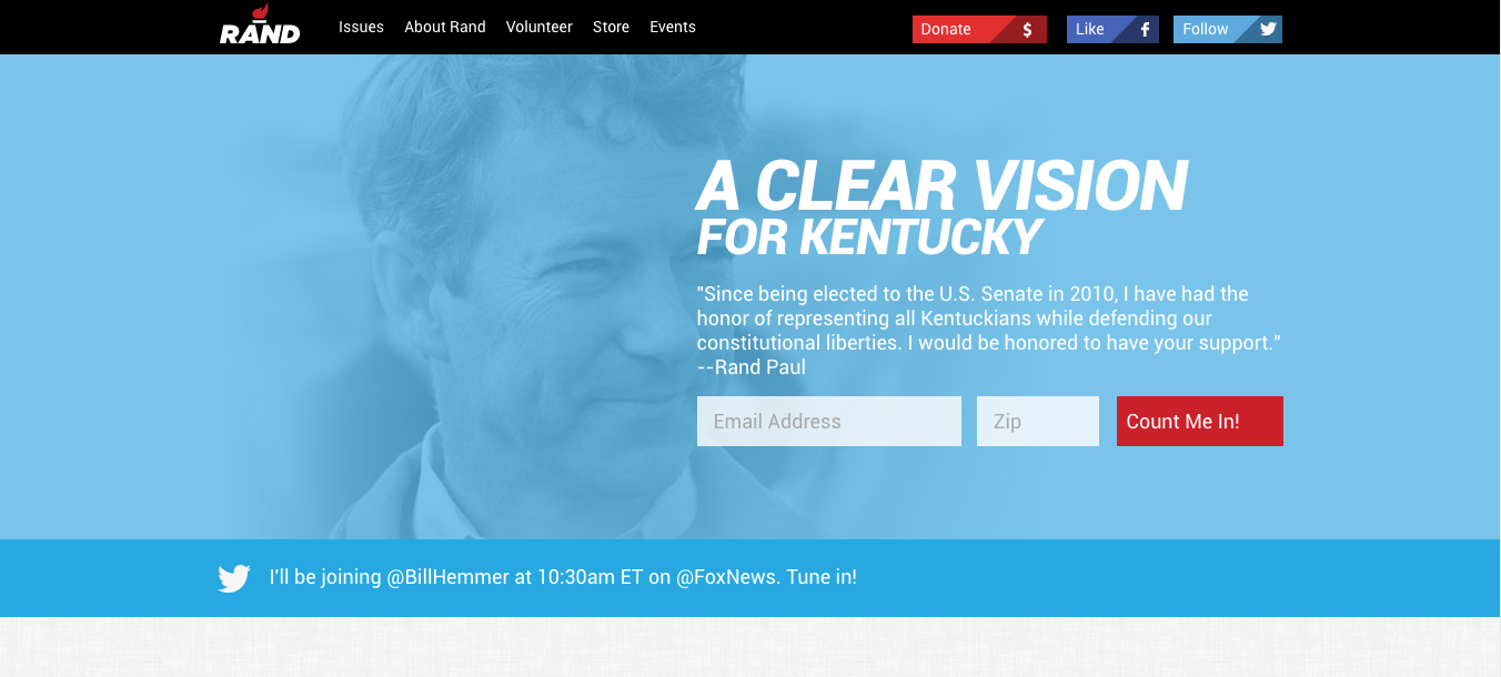 Rand Paul political website design